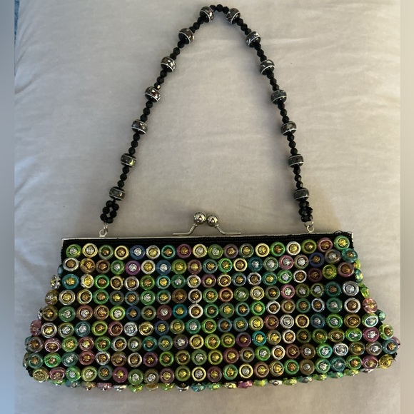 Source Unknown Handbags - Multicolor Beaded Clutch Kisslock Hand Evening Bag NWOT